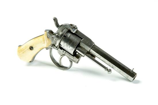 Appraisal: LEFAUCHEUX DOUBLE-ACTION PINFIRE REVOLVER Marked ''Canon Acier Visse'' on the