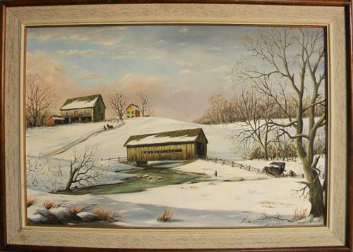 Appraisal: F H Jefferis th c oil on canvas winter landscape