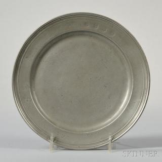 Appraisal: Pewter Plate Edmund Dolbeare Boston Massachusetts c - reeded rim