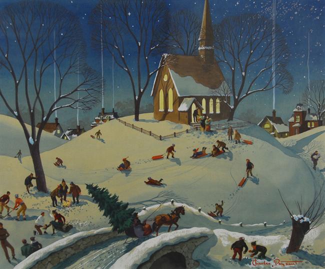 Appraisal: CHARLES PAYZANT American - NIGHTTIME WINTER FUN watercolor and gouache