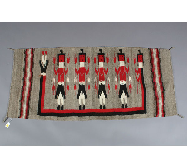 Appraisal: Navajo wool rug blanket weaving with Yei figures x Light