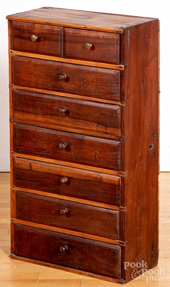 Appraisal: Pennsylvania walnut spice cabinet late Pennsylvania walnut spice cabinet late