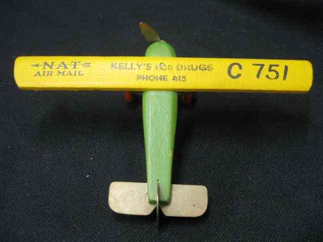 Appraisal: Toy Airplane advertising ''Kelly's for Drugs'' '' x '' wood