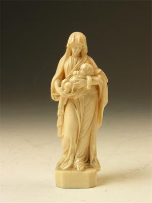 Appraisal: A t century French carved ivory figure of the virgin