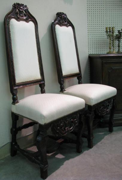 Appraisal: Pair of th century Country French high-back side chairs with