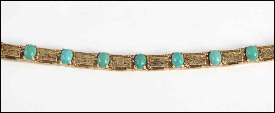 Appraisal: TURQUOISE AND KARAT YELLOW GOLD NECKLACE Length '' Wt grams