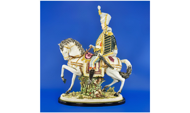 Appraisal: Large Capodimonte Figure of a th Century Russian Cavalry man