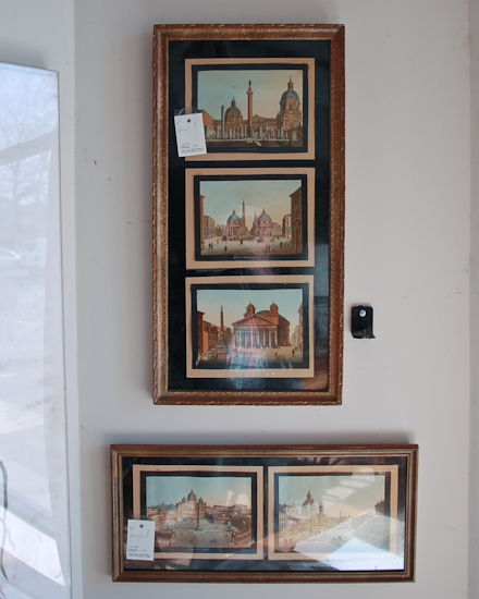 Appraisal: Two Framed Pieces Italian scenes One with three Roman scenes