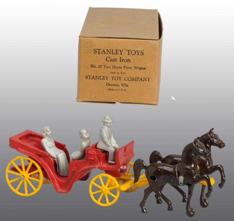 Appraisal: Cast Iron Stanley -Horse Farm Wagon Toy Description Includes one