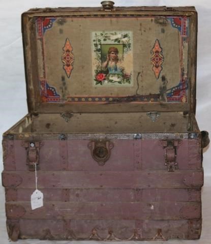 Appraisal: MID- TH CENTURY MINIATURE STEAMER TRUNK SAID TOHAVE BELONGED TO