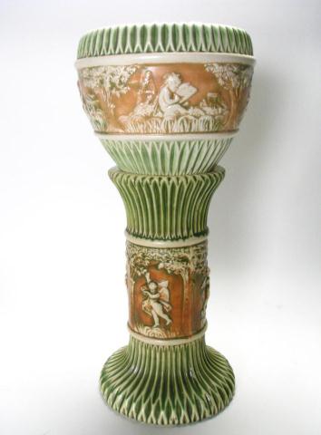 Appraisal: Roseville Donatello Jardiniere and Pedestal pedestal is '' high jardiniere