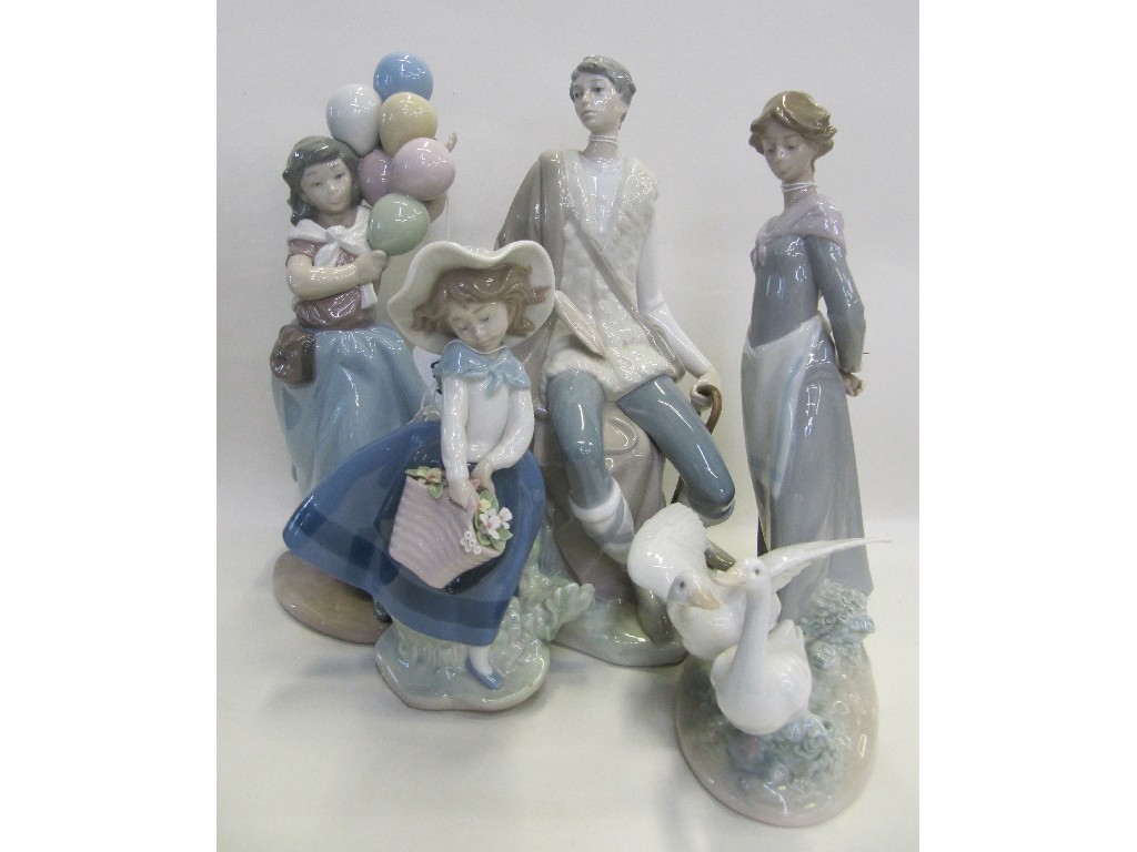 Appraisal: Four Lladro figures including a goose girl and a girl