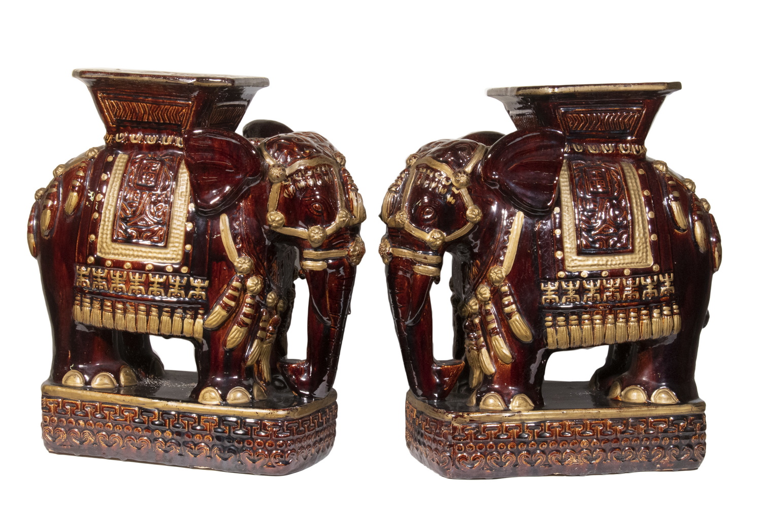 Appraisal: PR ELEPHANT FORM GARDEN SEATS Pair of Vintage Vietnamese Ceramic