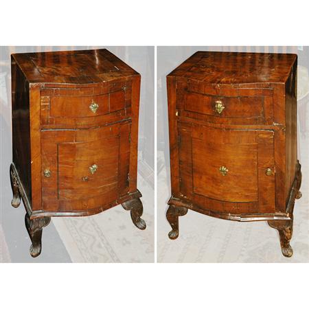 Appraisal: Pair of Italian Rococo Walnut commodini Estimate -