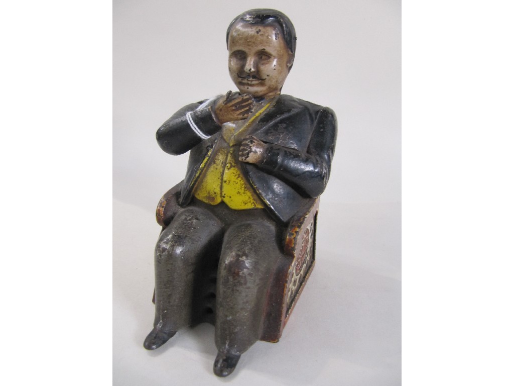 Appraisal: Halls patent cast iron bank man seated in chair