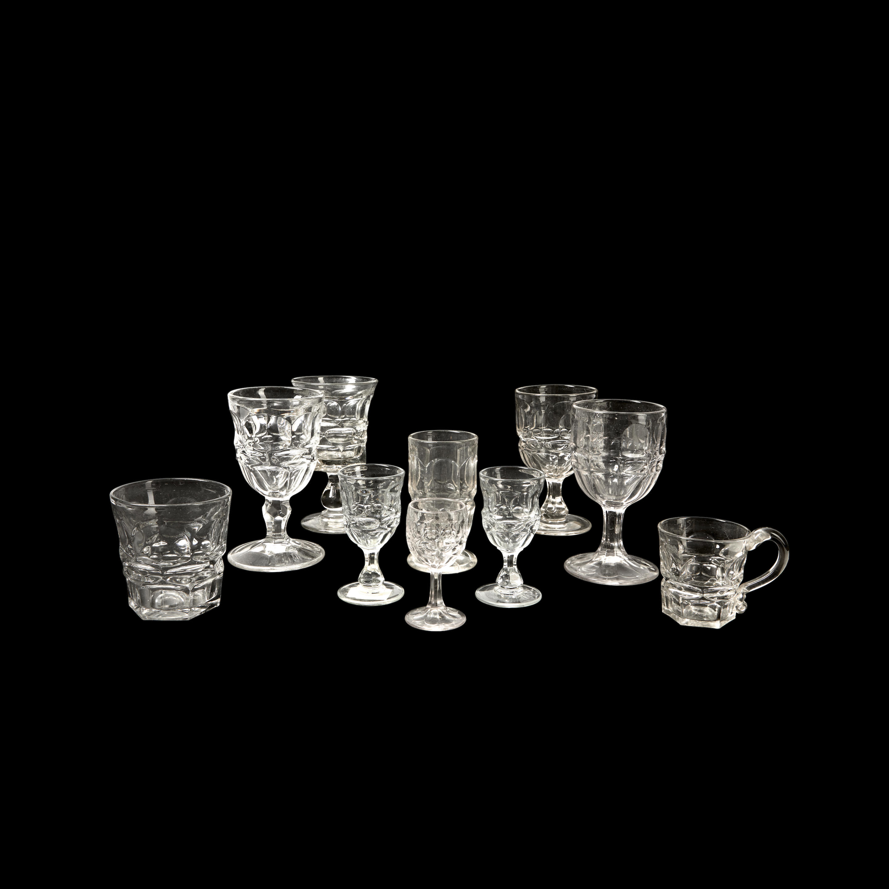 Appraisal: Eight Pieces of Early American Colorless Pressed Argus Glassware including