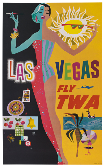 Appraisal: DAVID KLEIN - LAS VEGAS FLY TWA x inches x