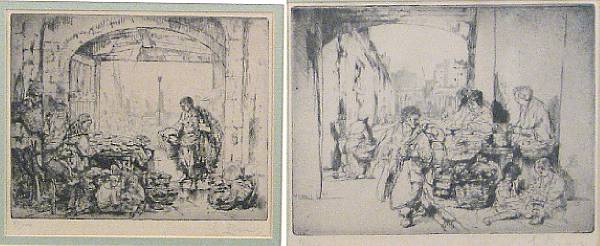 Appraisal: Artist Unknown Marchand de Legumes Marchand Etchings each signed and