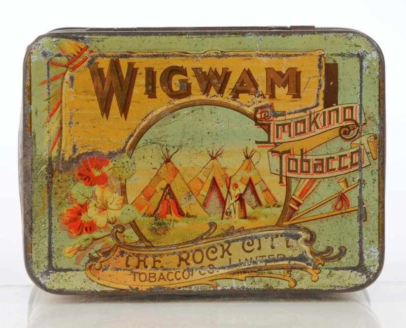 Appraisal: Wigwam Smoking Tobacco Horizontal Pocket Tin Description Scarce round corner