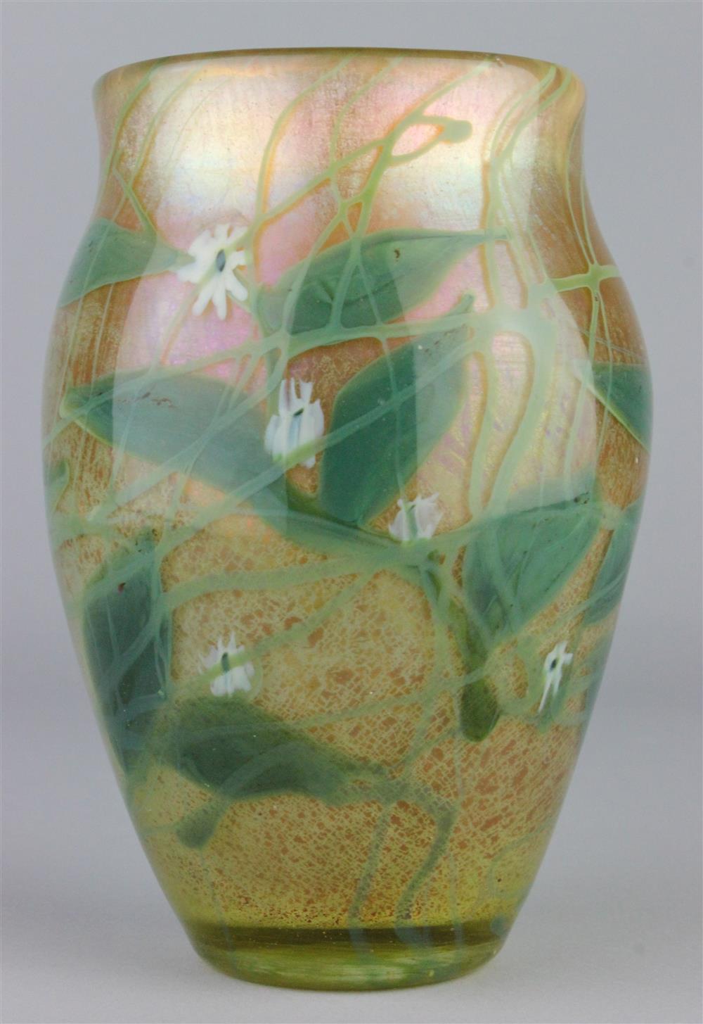 Appraisal: TIFFANY STUDIOS FAVRILE GLASS PAPERWEIGHT VASE ca traces of L