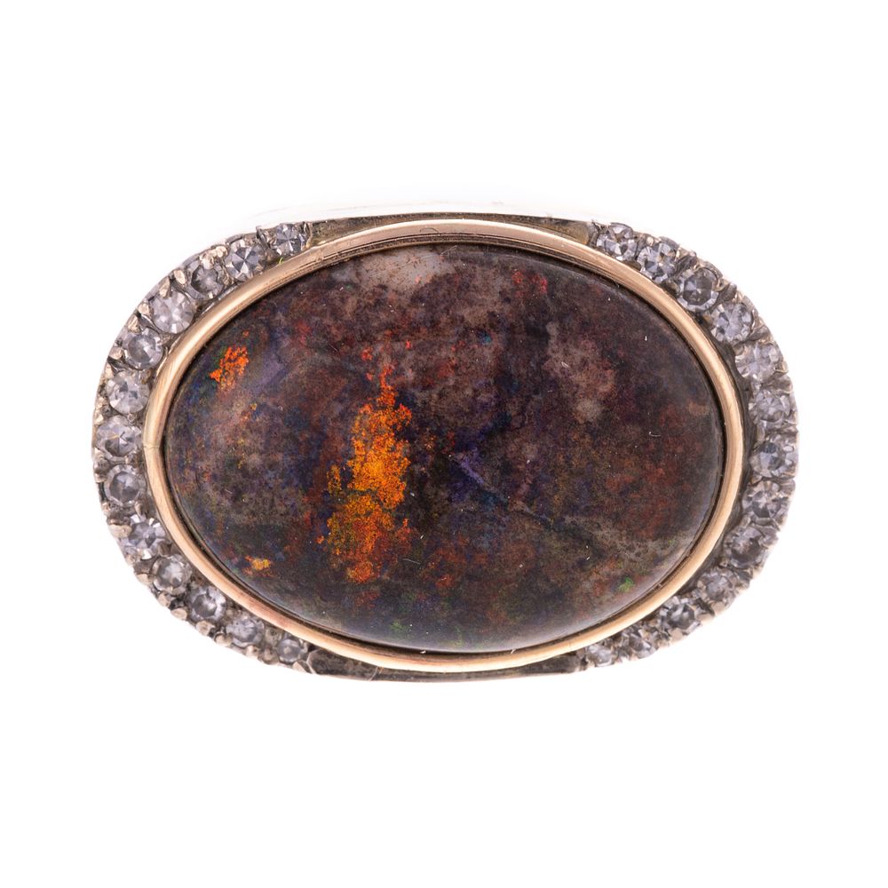 Appraisal: A Cabochon Black Opal Diamond Ring in K K yellow