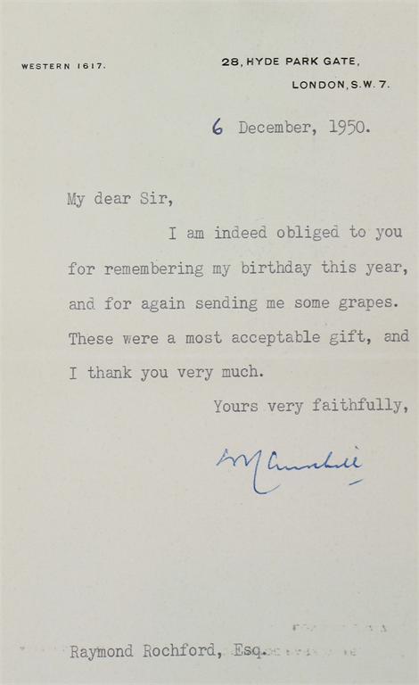 Appraisal: Churchill Winston amp Clementine A collection of typed letters