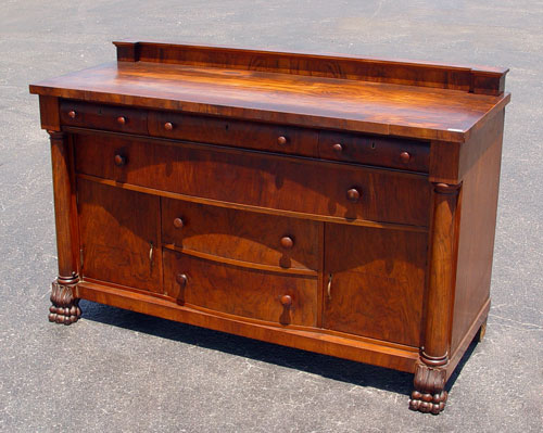 Appraisal: AMERICAN EMPIRE PERIOD MAHOGANY SIDEBOARD Six drawer door side cabinet