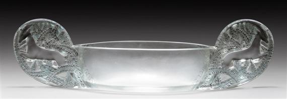 Appraisal: LALIQUE RENE SAINT-HUBERT JARDINIERE circa Mould-pressed clear glass with patina