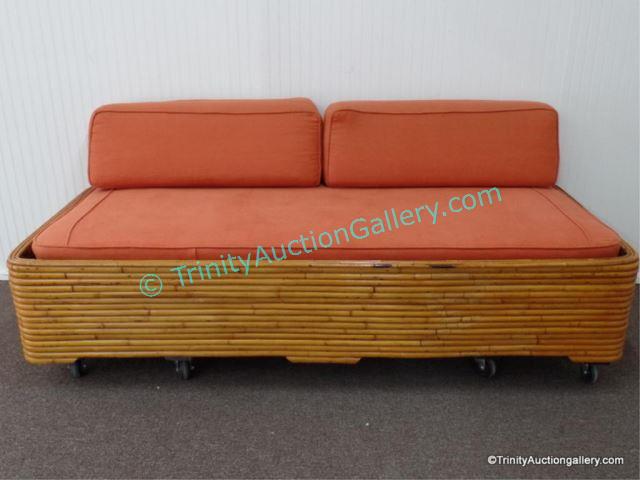 Appraisal: Mid Century Frankl Rattan Day Bed Sofa Lounge Produced in