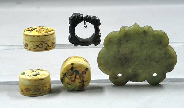 Appraisal: Two hardstone carvings Including a jadeite pendant and a carved