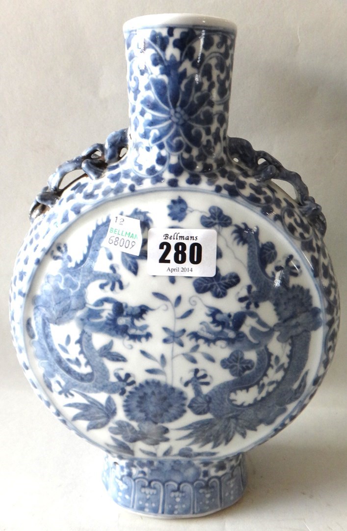 Appraisal: A Chinese porcelain blue and white moonflask late th century