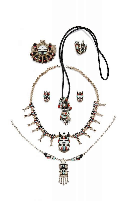 Appraisal: Assorted Zuni Jewelry Assorted Zuni jewelry comprising a figural bolo