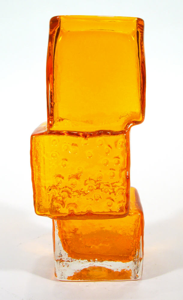 Appraisal: Whitefriars tangerine drunken bricklayer glass vase cm high