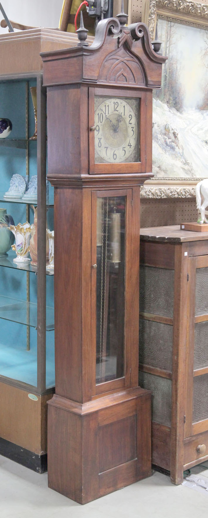 Appraisal: TALL CASE CLOCK Ohio late th century Walnut case brass