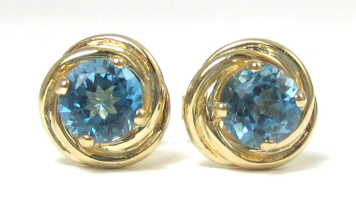 Appraisal: PAIR OF BLUE TOPAZ EAR STUDS each k yellow gold