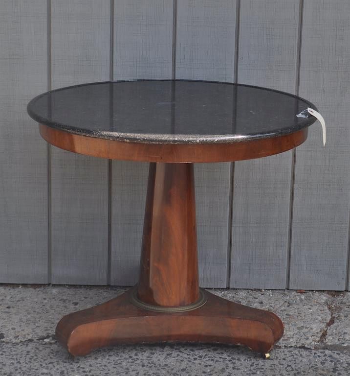 Appraisal: French Charles X Marble Top Center Table with shaped rim