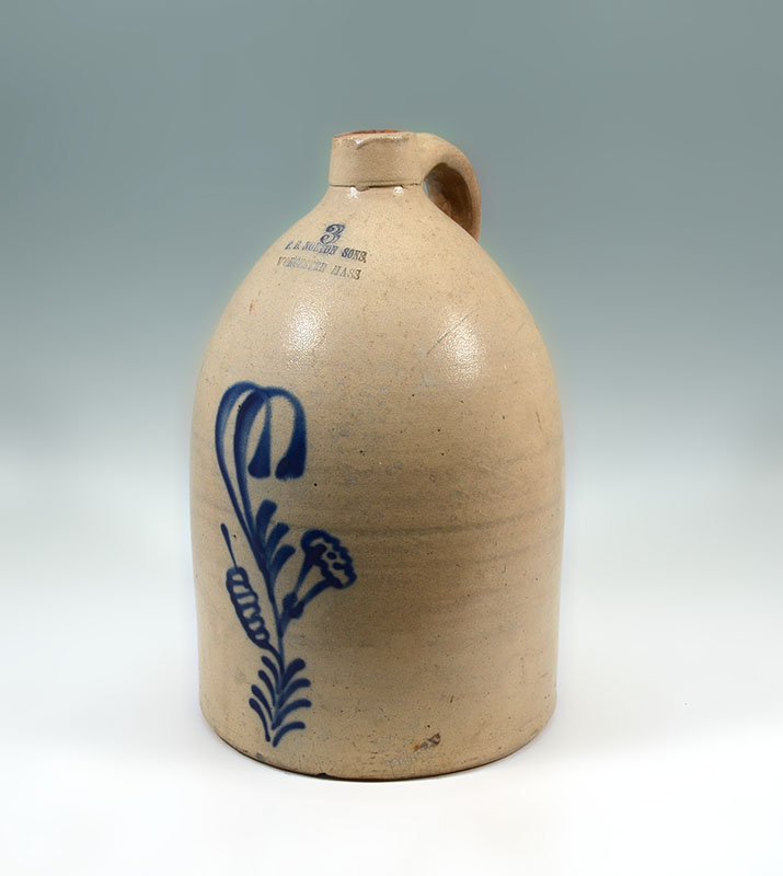 Appraisal: F B NORTON GALLON BLUE DECORATED STONEWARE JUG Cobalt blue