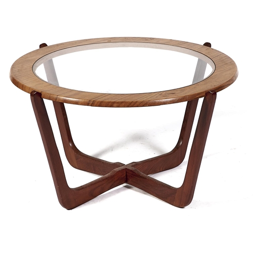 Appraisal: A round glass teak topped coffee table c cm h