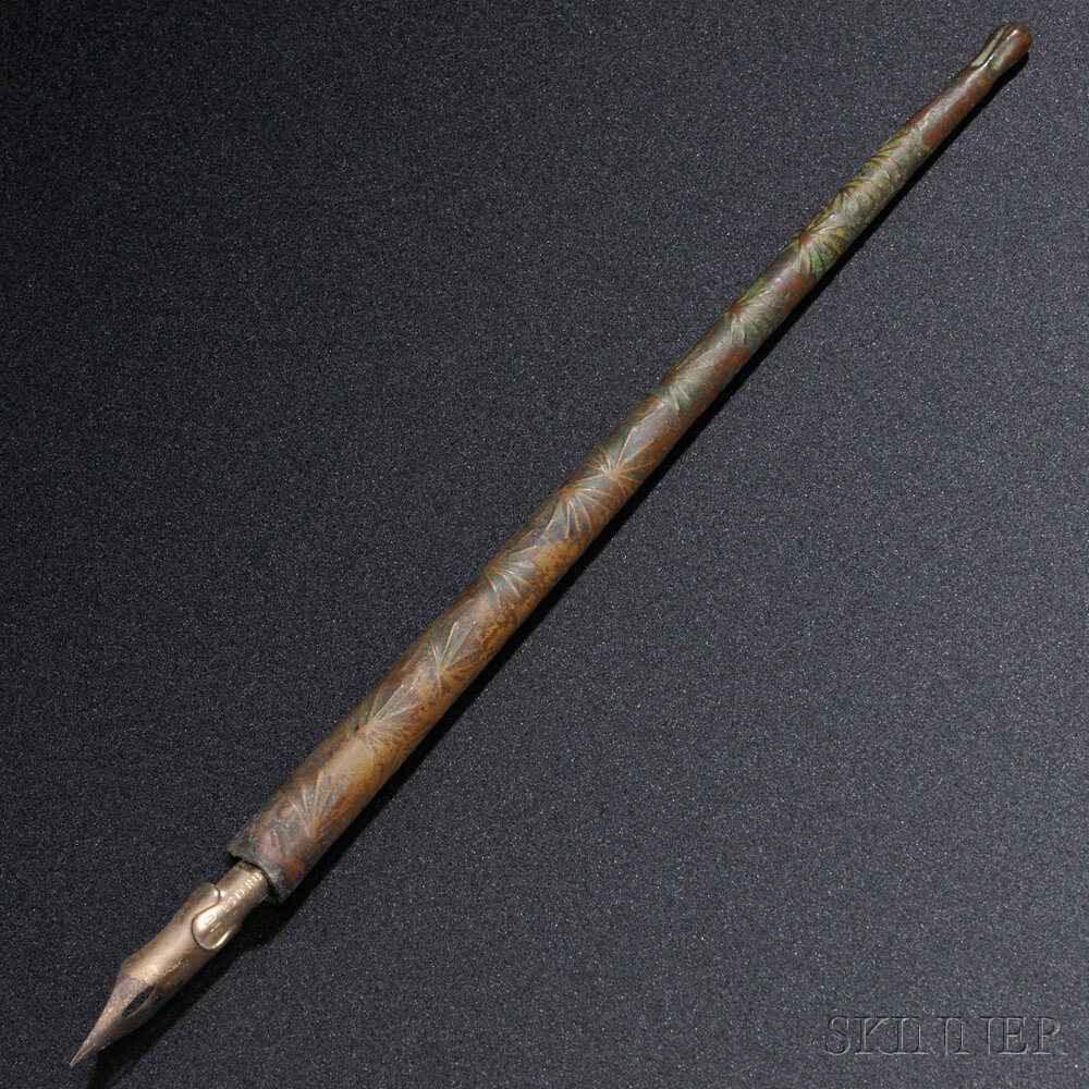 Appraisal: Tiffany Studios Pine Needle Pen Bronze New York - Verdigris