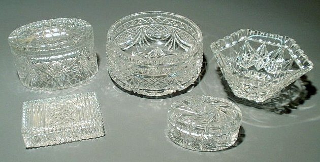 Appraisal: Five pieces of cut glass- two bowls two oval bowls