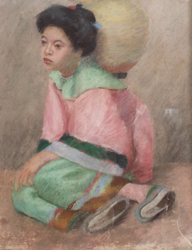 Appraisal: GOOD PORTRAIT OF A YOUNG ORIENTAL GIRL Pastel Sight size