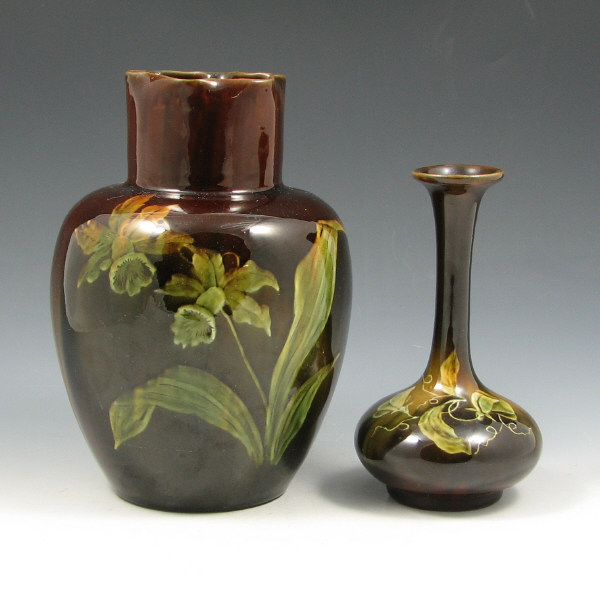 Appraisal: Two Stockton Art Pottery California slip-decorated vases made circa -