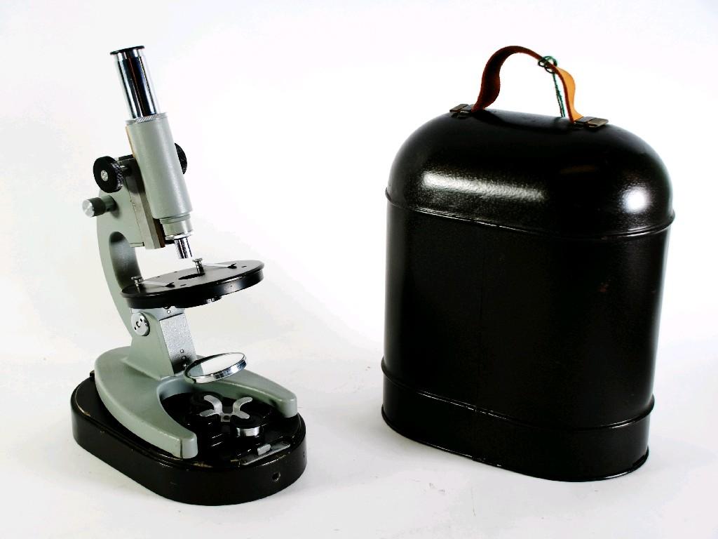 Appraisal: TWENTIETH CENTURY NPZ RUSSIAN FIELD MICROSCOPE with three eye piece