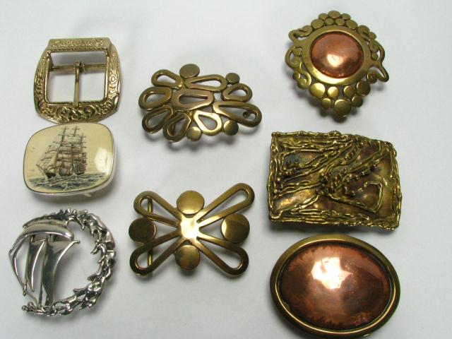 Appraisal: Collection of Various Cast Metal Belt Buckles including brass copper