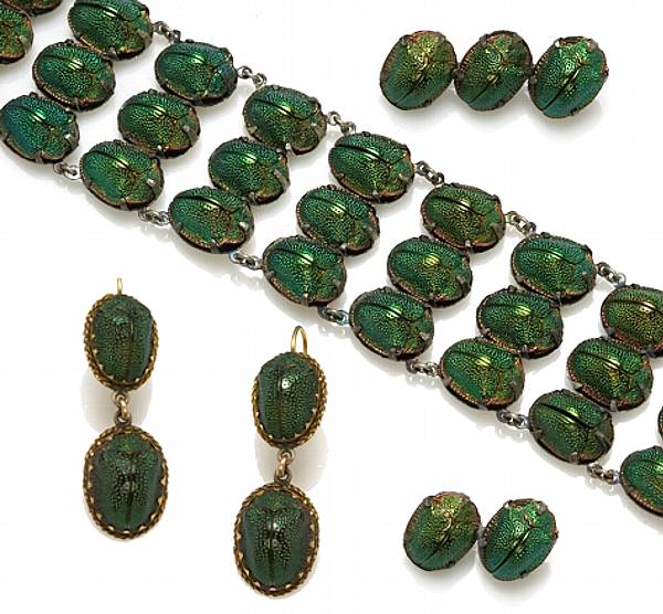 Appraisal: A suite of beetle k gold and metal jewelry comprising