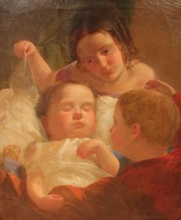 Appraisal: C T Weber American th c The Sleeping Baby Oil