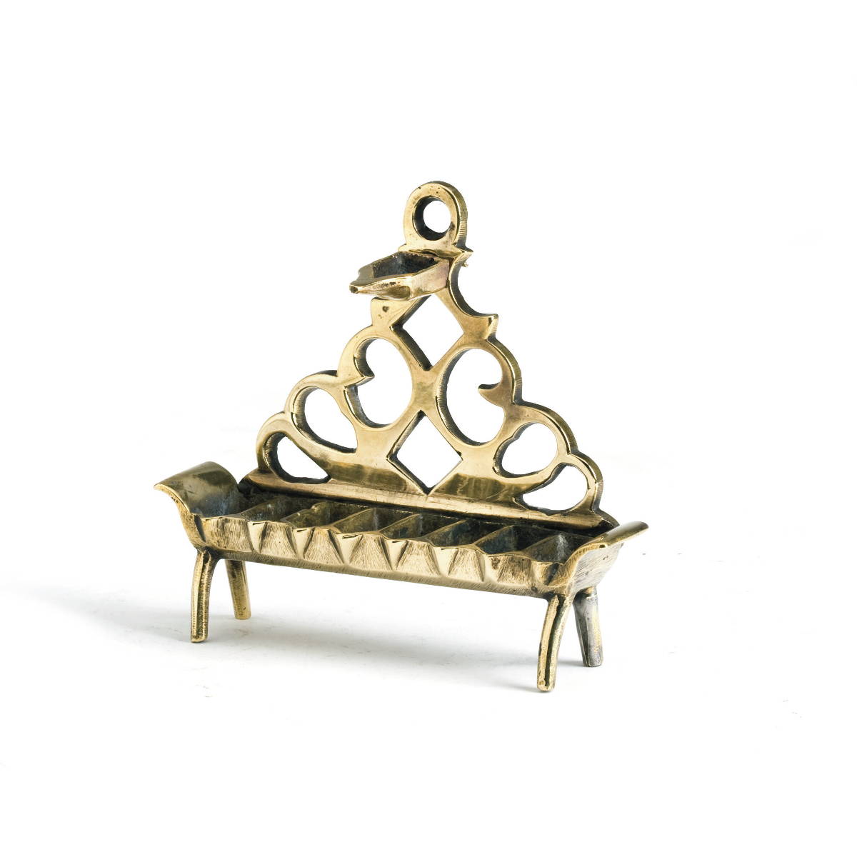 Appraisal: CONTINENTAL BRASS HANUKAH LAMP Height inches length inches