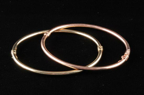 Appraisal: TWO K GOLD BANGLE BRACELETS One is rose gold and