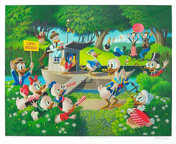 Appraisal: Carl Barks Artist Proof to Serigraph Print entitled Surprise Party