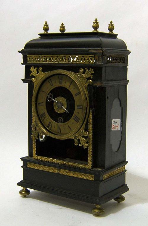 Appraisal: French ebonized bracket clock ca the backplate inscribed Sascier A